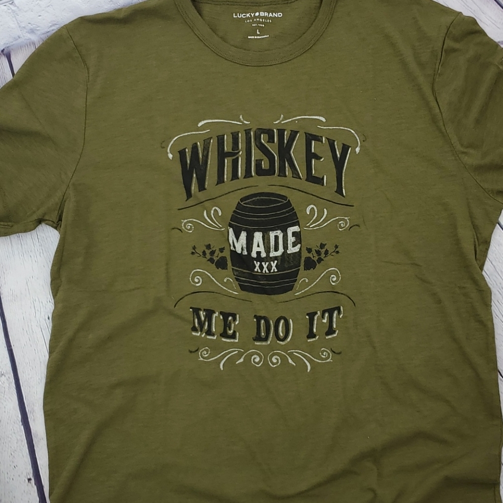 Lucky Brand Whiskey Made Me Do It Tee Men's Lrg